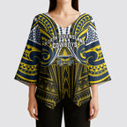 Custom North Queensland Cowboys Kimono Sleeve Blouse Bull Warrior Polynesia Islander Rugby Mascot