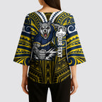 Custom North Queensland Cowboys Kimono Sleeve Blouse Bull Warrior Polynesia Islander Rugby Mascot