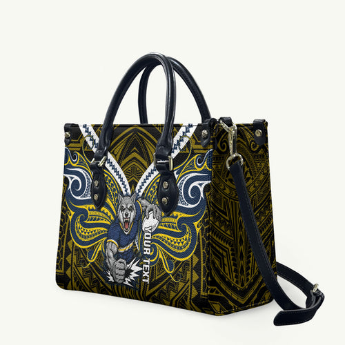 Custom North Queensland Cowboys Leather Bag Bull Warrior Polynesia Islander Rugby Mascot