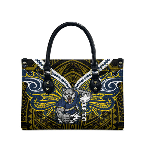 Custom North Queensland Cowboys Leather Bag Bull Warrior Polynesia Islander Rugby Mascot
