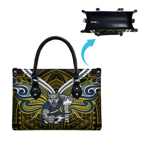 Custom North Queensland Cowboys Leather Bag Bull Warrior Polynesia Islander Rugby Mascot