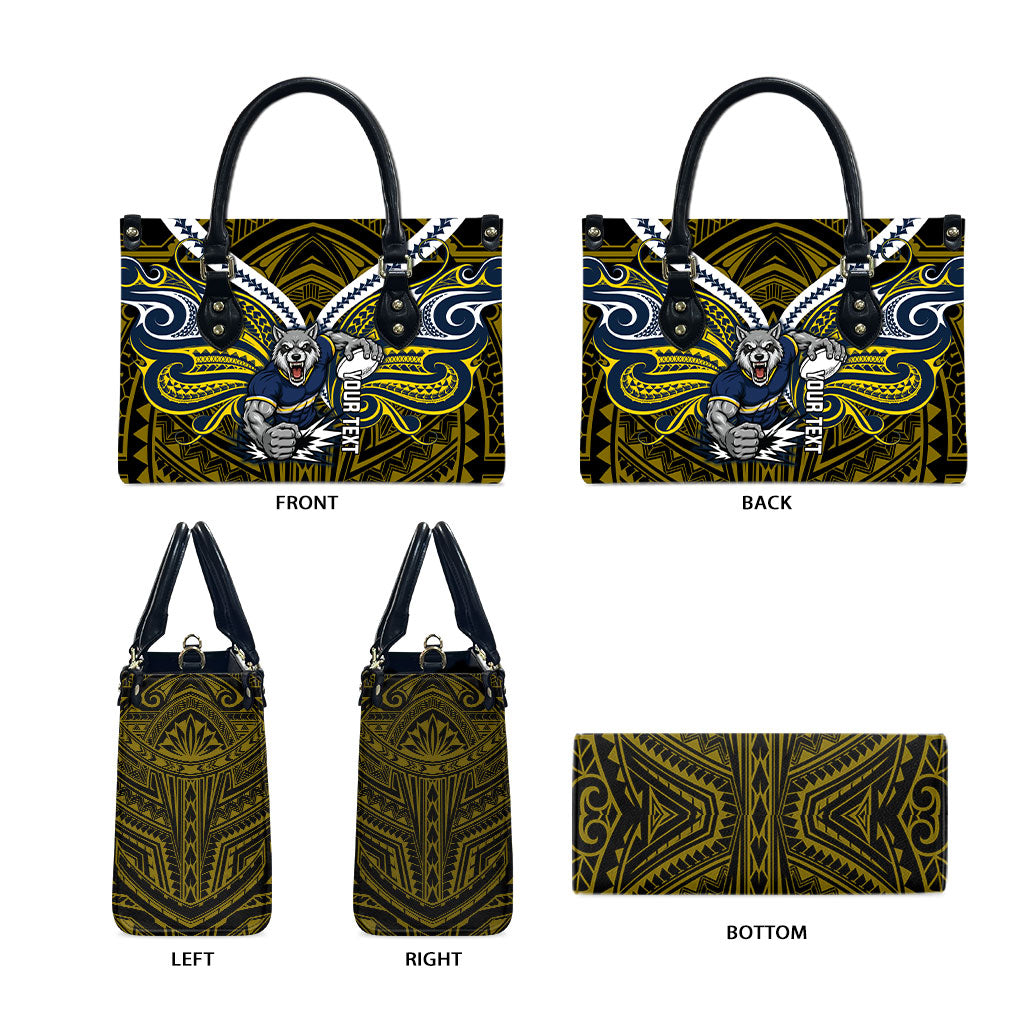 Custom North Queensland Cowboys Leather Bag Bull Warrior Polynesia Islander Rugby Mascot