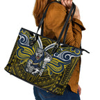 Custom North Queensland Cowboys Leather Tote Bag Bull Warrior Polynesia Islander Rugby Mascot