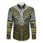 Custom North Queensland Cowboys Long Sleeve Button Shirt Bull Warrior Polynesia Islander Rugby Mascot