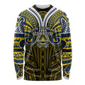 Custom North Queensland Cowboys Long Sleeve Shirt Bull Warrior Polynesia Islander Rugby Mascot