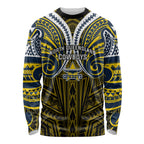 Custom North Queensland Cowboys Long Sleeve Shirt Bull Warrior Polynesia Islander Rugby Mascot