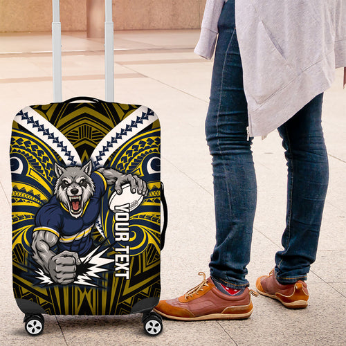 Custom North Queensland Cowboys Luggage Cover Bull Warrior Polynesia Islander Rugby Mascot