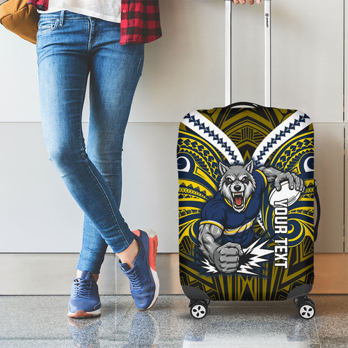Custom North Queensland Cowboys Luggage Cover Bull Warrior Polynesia Islander Rugby Mascot