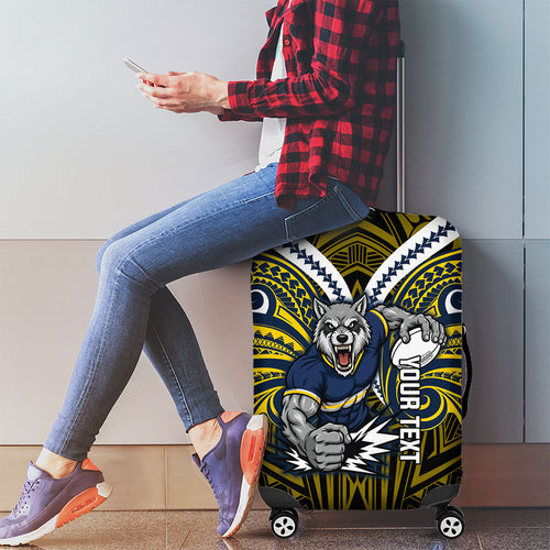 Custom North Queensland Cowboys Luggage Cover Bull Warrior Polynesia Islander Rugby Mascot