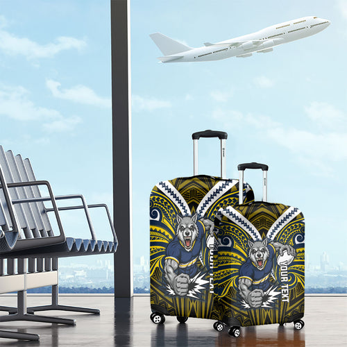 Custom North Queensland Cowboys Luggage Cover Bull Warrior Polynesia Islander Rugby Mascot