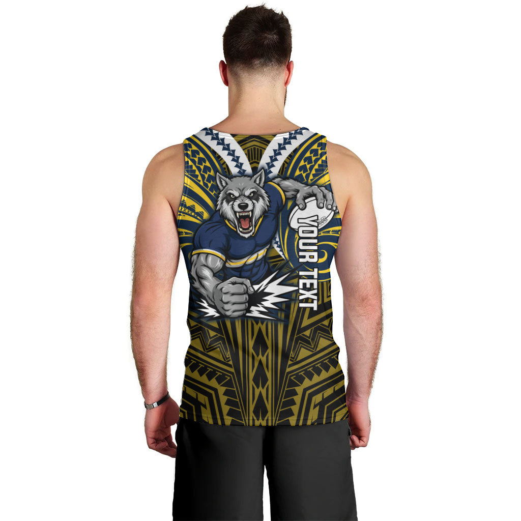 Custom North Queensland Cowboys Men Tank Top Bull Warrior Polynesia Islander Rugby Mascot