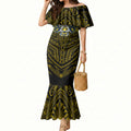Custom North Queensland Cowboys Mermaid Dress Bull Warrior Polynesia Islander Rugby Mascot