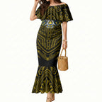Custom North Queensland Cowboys Mermaid Dress Bull Warrior Polynesia Islander Rugby Mascot