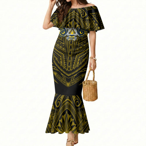 Custom North Queensland Cowboys Mermaid Dress Bull Warrior Polynesia Islander Rugby Mascot