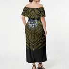 Custom North Queensland Cowboys Off Shoulder Maxi Dress Bull Warrior Polynesia Islander Rugby Mascot