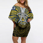 Custom North Queensland Cowboys Off Shoulder Short Dress Bull Warrior Polynesia Islander Rugby Mascot