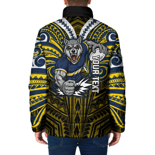 Custom North Queensland Cowboys Padded Jacket Bull Warrior Polynesia Islander Rugby Mascot