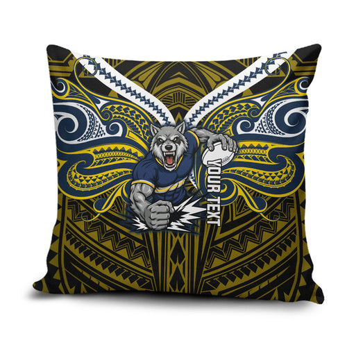 Custom North Queensland Cowboys Pillow Cover Bull Warrior Polynesia Islander Rugby Mascot