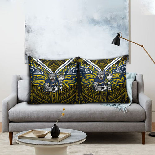 Custom North Queensland Cowboys Pillow Cover Bull Warrior Polynesia Islander Rugby Mascot