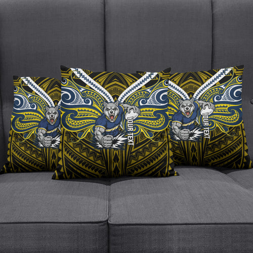 Custom North Queensland Cowboys Pillow Cover Bull Warrior Polynesia Islander Rugby Mascot