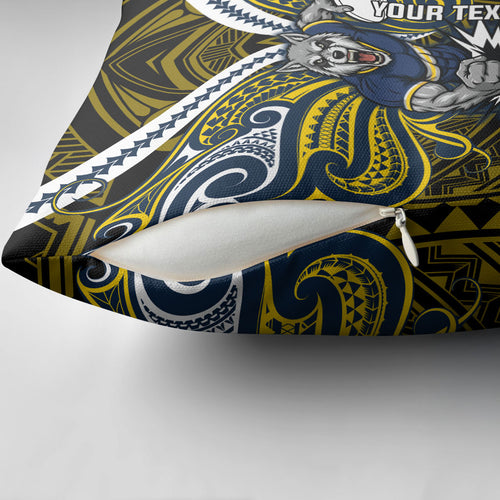 Custom North Queensland Cowboys Pillow Cover Bull Warrior Polynesia Islander Rugby Mascot