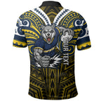 Custom North Queensland Cowboys Polo Shirt Bull Warrior Polynesia Islander Rugby Mascot