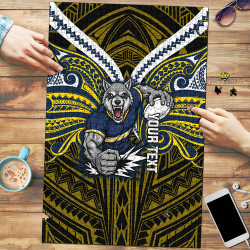 Custom North Queensland Cowboys Puzzle Bull Warrior Polynesia Islander Rugby Mascot