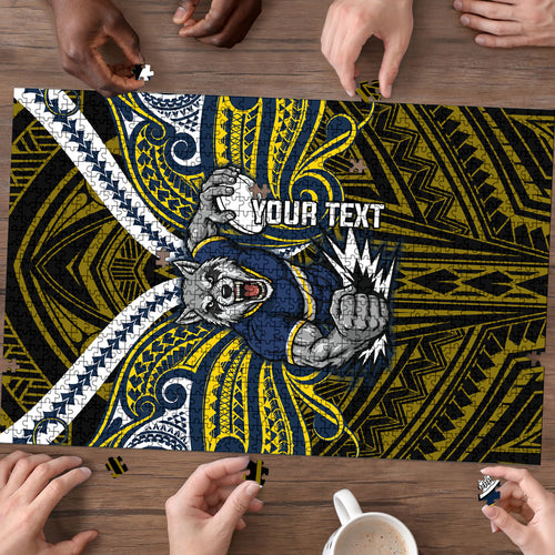 Custom North Queensland Cowboys Puzzle Bull Warrior Polynesia Islander Rugby Mascot