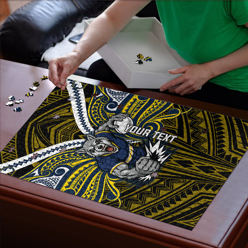 Custom North Queensland Cowboys Puzzle Bull Warrior Polynesia Islander Rugby Mascot