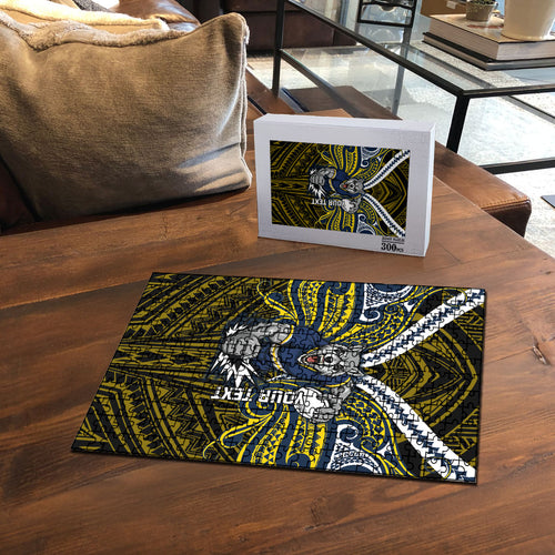 Custom North Queensland Cowboys Puzzle Bull Warrior Polynesia Islander Rugby Mascot