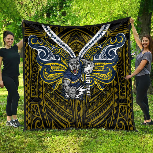 Custom North Queensland Cowboys Quilt Bull Warrior Polynesia Islander Rugby Mascot