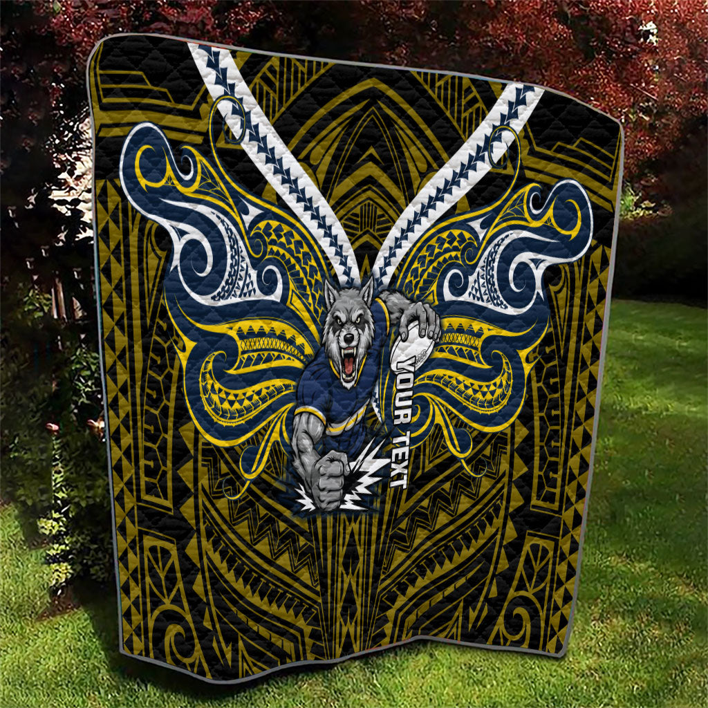 Custom North Queensland Cowboys Quilt Bull Warrior Polynesia Islander Rugby Mascot
