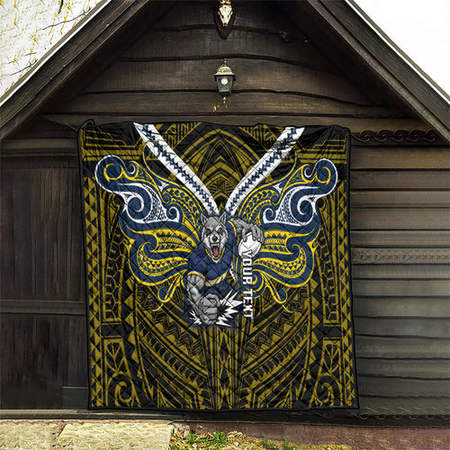 Custom North Queensland Cowboys Quilt Bull Warrior Polynesia Islander Rugby Mascot