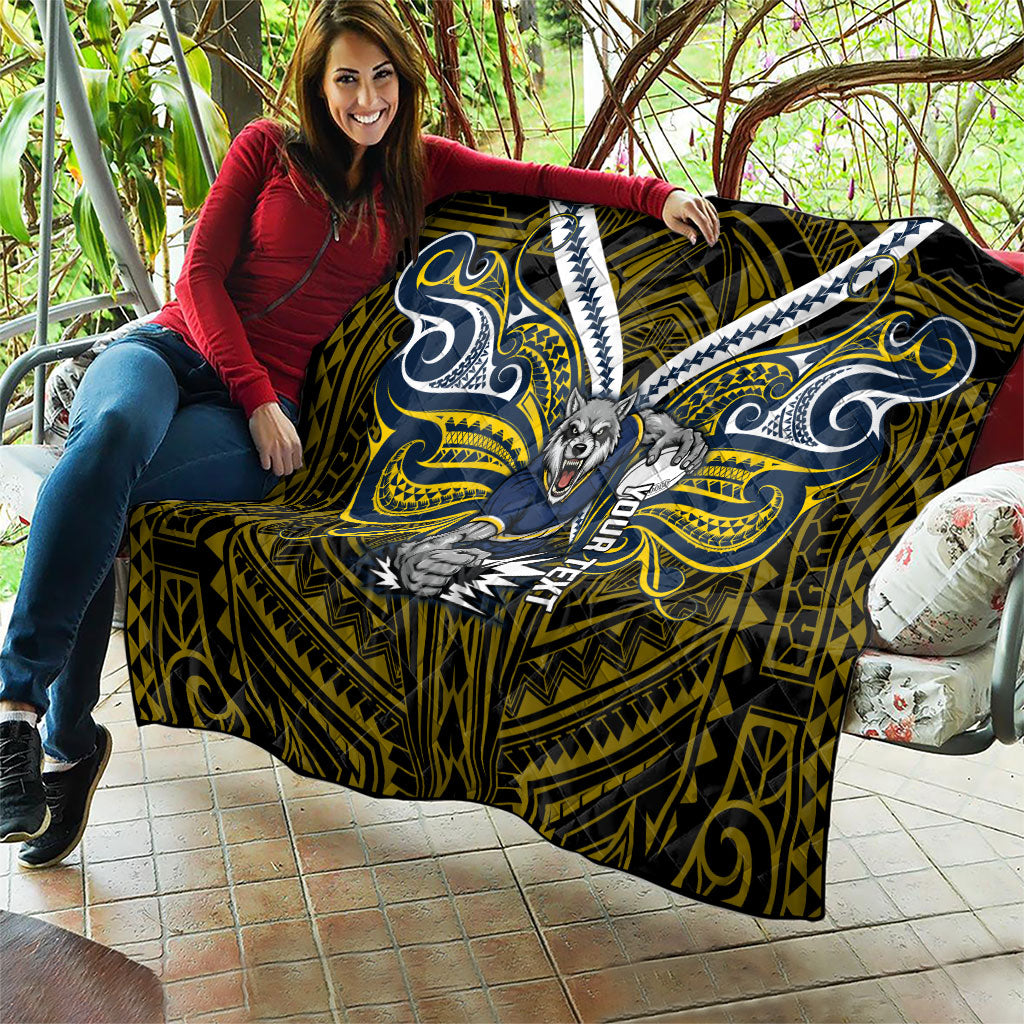 Custom North Queensland Cowboys Quilt Bull Warrior Polynesia Islander Rugby Mascot
