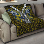 Custom North Queensland Cowboys Quilt Bull Warrior Polynesia Islander Rugby Mascot