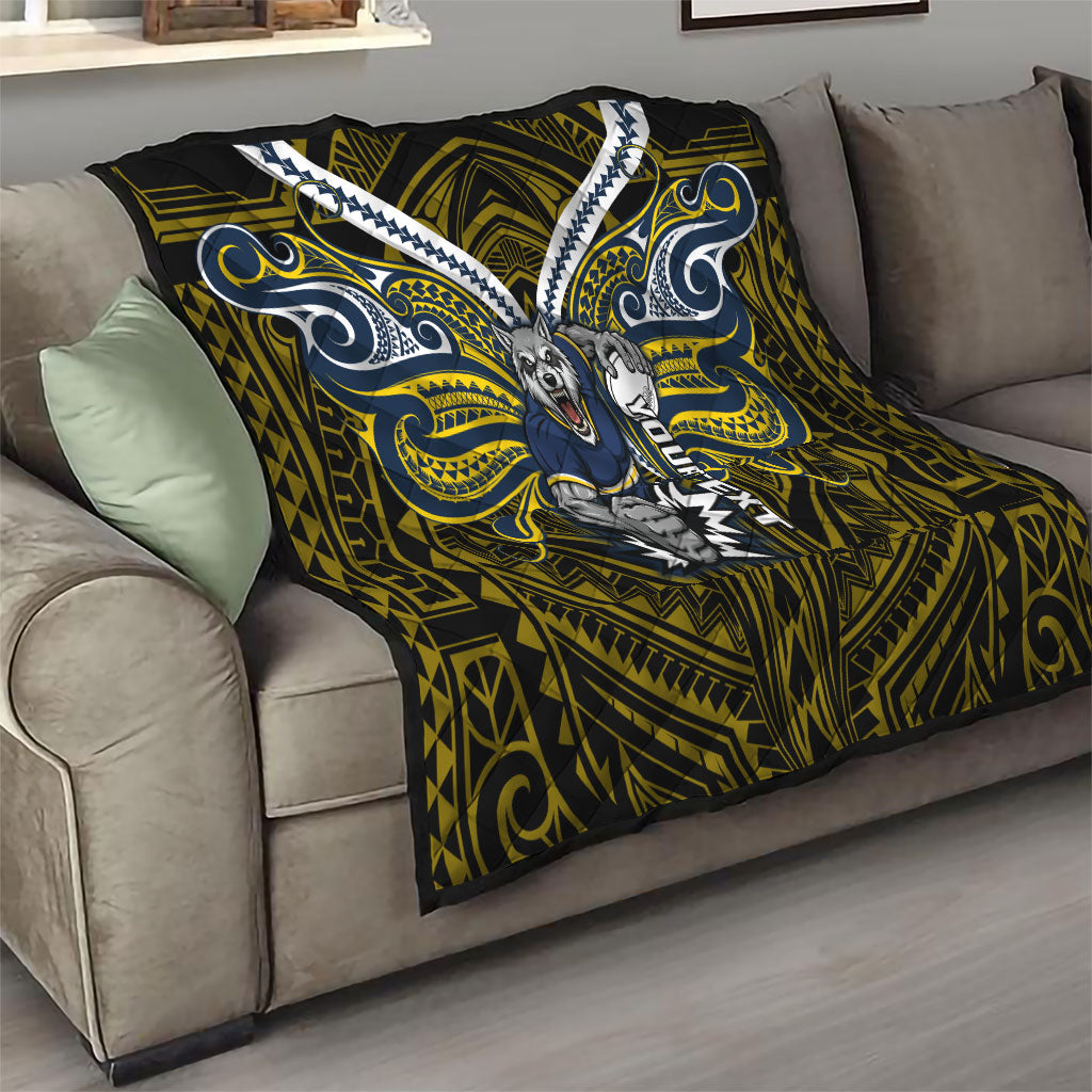 Custom North Queensland Cowboys Quilt Bull Warrior Polynesia Islander Rugby Mascot