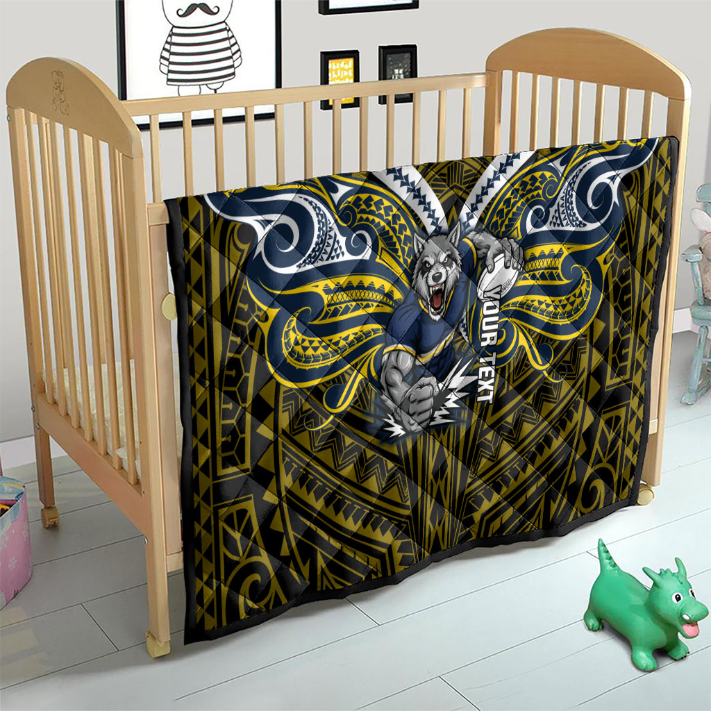 Custom North Queensland Cowboys Quilt Bull Warrior Polynesia Islander Rugby Mascot