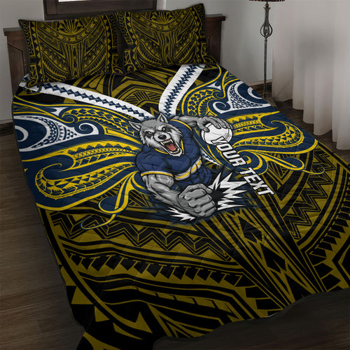 Custom North Queensland Cowboys Quilt Bed Set Bull Warrior Polynesia Islander Rugby Mascot