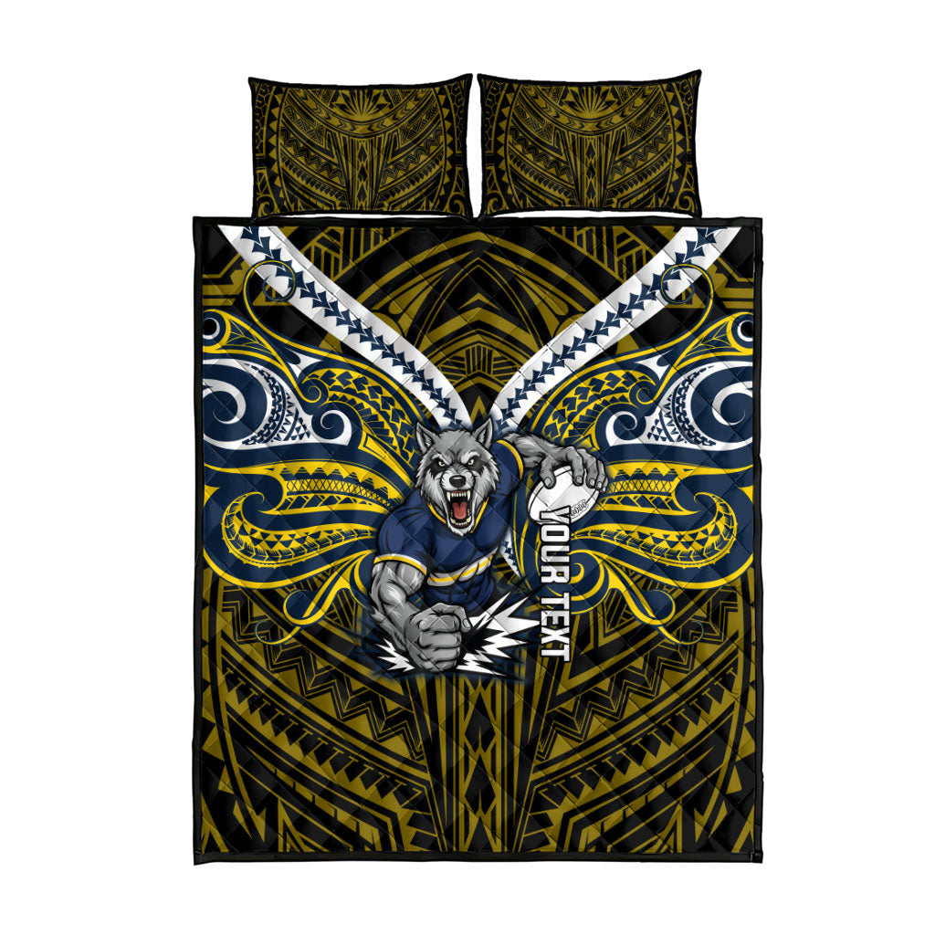 Custom North Queensland Cowboys Quilt Bed Set Bull Warrior Polynesia Islander Rugby Mascot