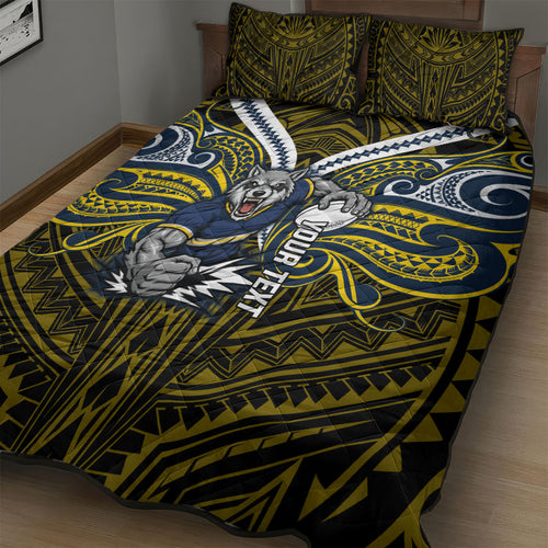 Custom North Queensland Cowboys Quilt Bed Set Bull Warrior Polynesia Islander Rugby Mascot