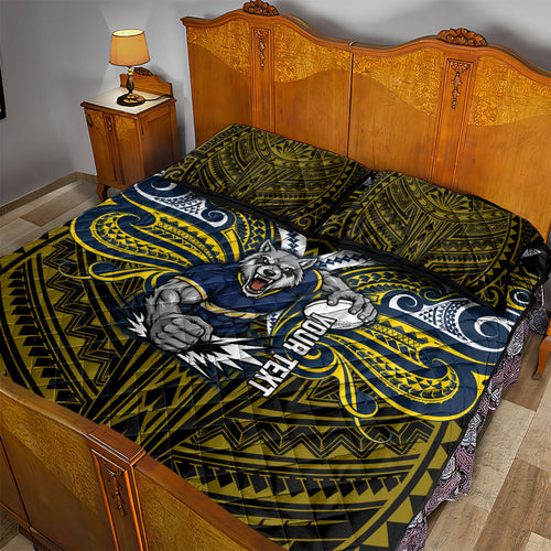 Custom North Queensland Cowboys Quilt Bed Set Bull Warrior Polynesia Islander Rugby Mascot