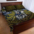 Custom North Queensland Cowboys Quilt Bed Set Bull Warrior Polynesia Islander Rugby Mascot