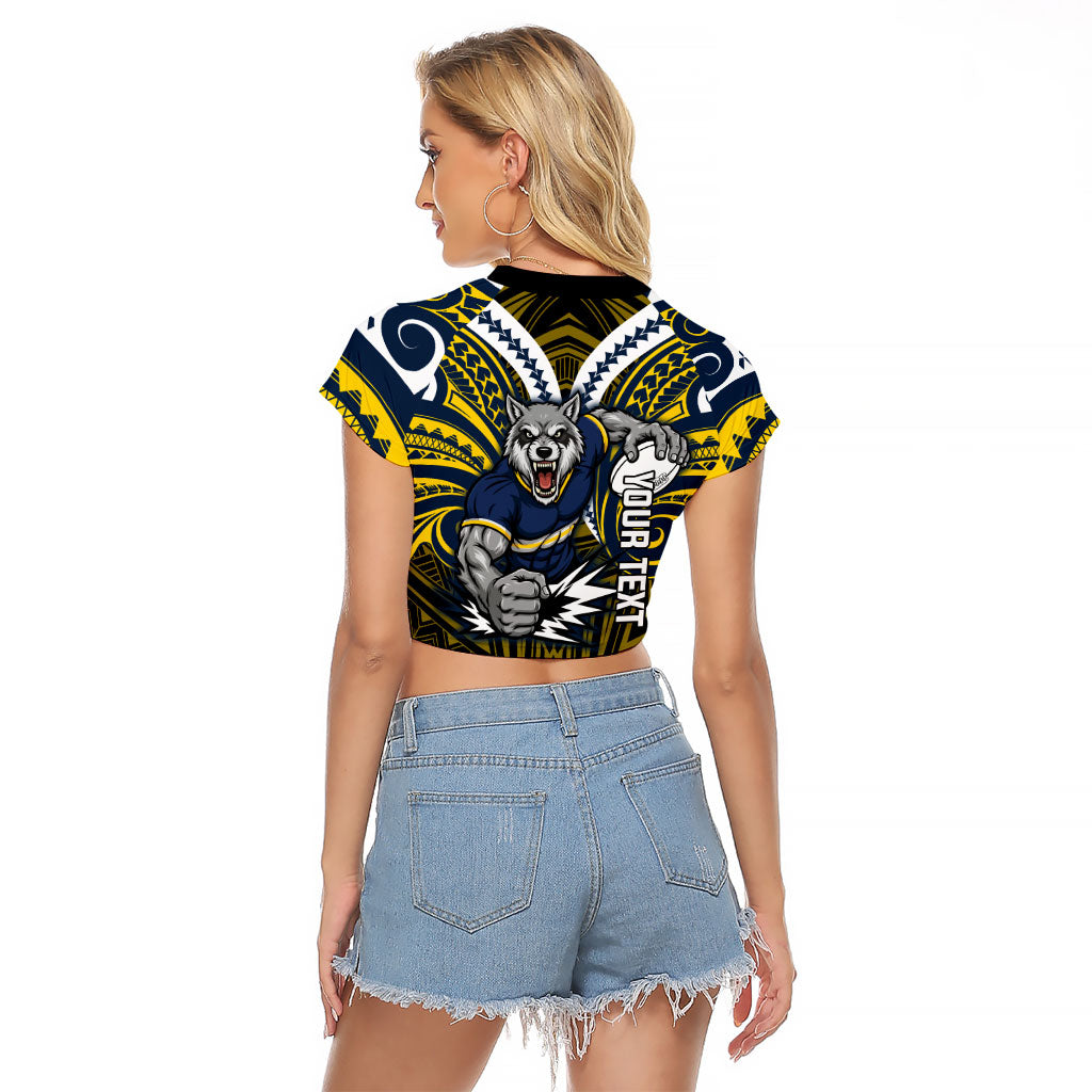Custom North Queensland Cowboys Raglan Cropped T Shirt Bull Warrior Polynesia Islander Rugby Mascot