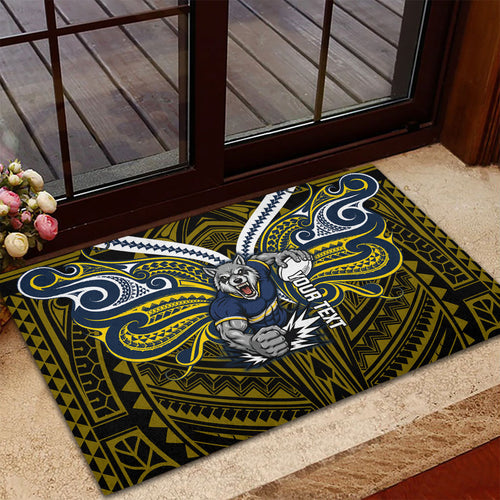 Custom North Queensland Cowboys Rubber Doormat Bull Warrior Polynesia Islander Rugby Mascot