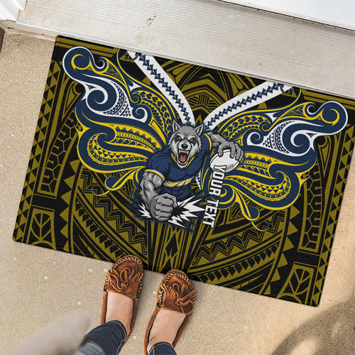 Custom North Queensland Cowboys Rubber Doormat Bull Warrior Polynesia Islander Rugby Mascot