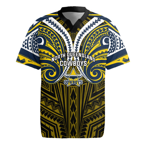 Custom North Queensland Cowboys Rugby Jersey Bull Warrior Polynesia Islander Rugby Mascot