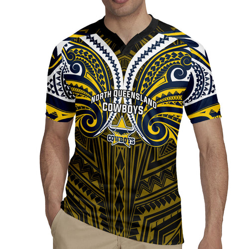 Custom North Queensland Cowboys Rugby Jersey Bull Warrior Polynesia Islander Rugby Mascot