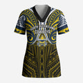 Custom North Queensland Cowboys Scrub Top Bull Warrior Polynesia Islander Rugby Mascot
