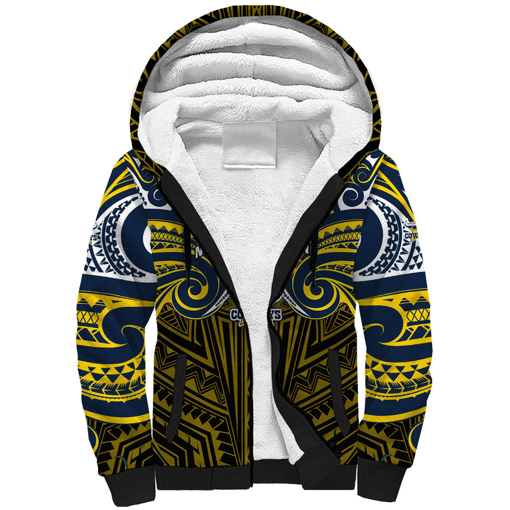 Custom North Queensland Cowboys Sherpa Hoodie Bull Warrior Polynesia Islander Rugby Mascot