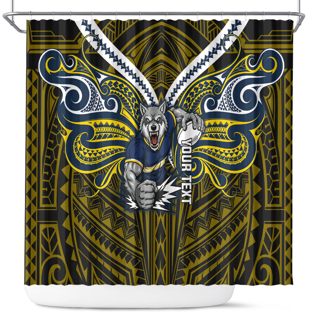 Custom North Queensland Cowboys Shower Curtain Bull Warrior Polynesia Islander Rugby Mascot